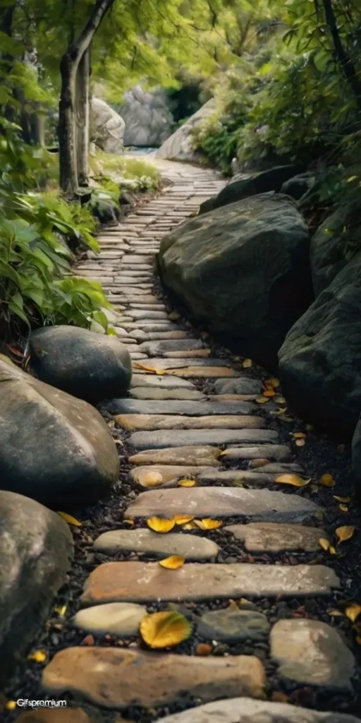 wallpaper 443 A beautiful path made stones 2 wallpaper phone 4K Gifspremium