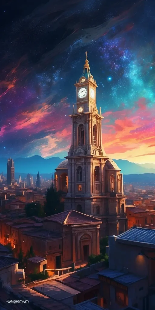 wallpaper 414 Antique clock tower 2 wallpaper phone 4K Gifspremium