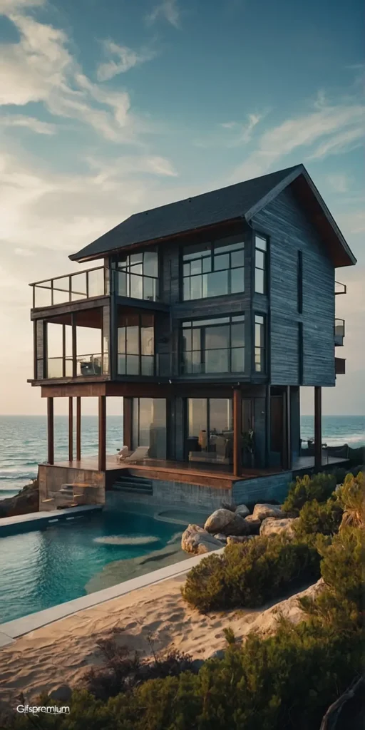 wallpaper 111 Beach house sea 2 wallpaper phone 4K Gifspremium