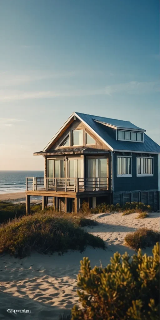 wallpaper 274 Beach house sea wallpaper phone 4K Gifspremium