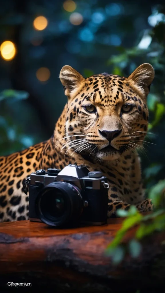 wallpaper 449 Beautiful leopard at night 1 wallpaper phone 4K Gifspremium