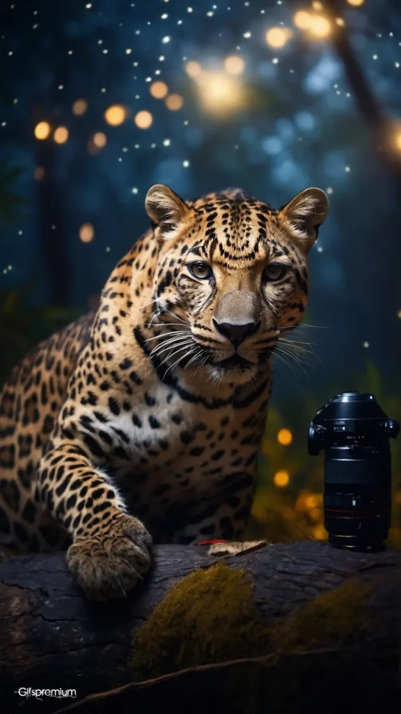 wallpaper 4 Beautiful leopard at night 2 wallpaper phone 4K Gifspremium