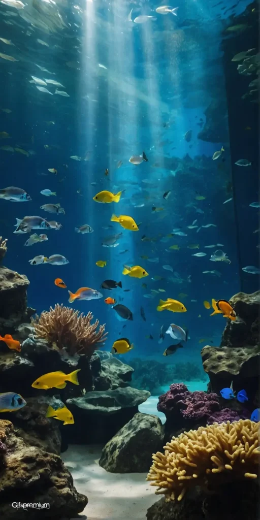 wallpaper 227 Biggest aquarium colorful fish wallpaper phone 4K Gifspremium