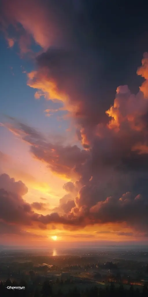 Colorful sundown cloudy wallpaper phone 4K Gifspremium
