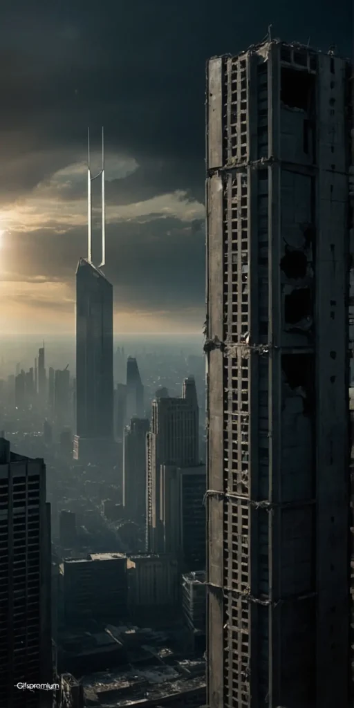 wallpaper 120 Crumbling skyscraper 1 wallpaper phone 4K Gifspremium