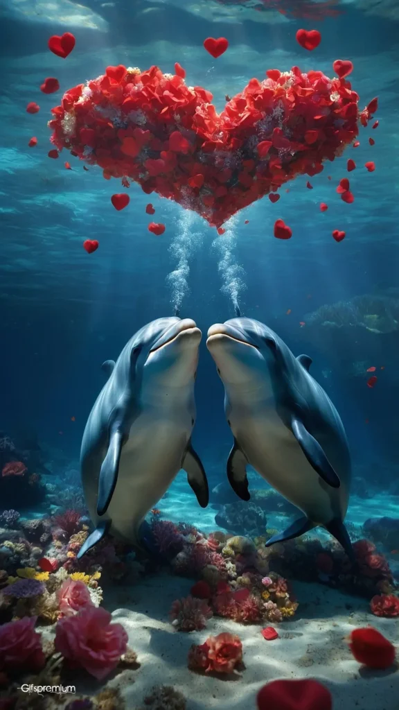 wallpaper 433 Dolphin love 1 wallpaper phone 4K Gifspremium