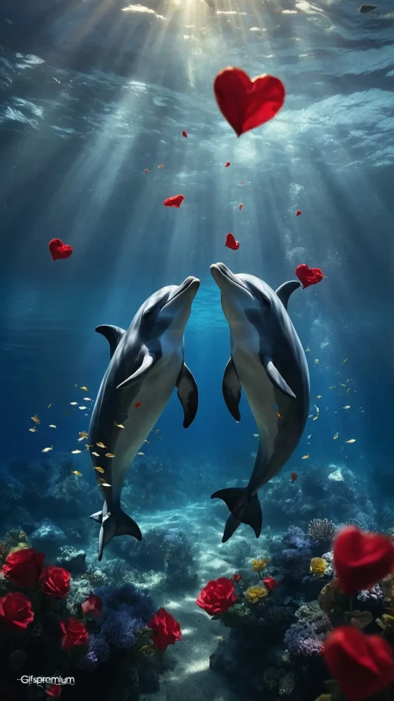 wallpaper 94 Dolphin love 2 wallpaper phone 4K Gifspremium