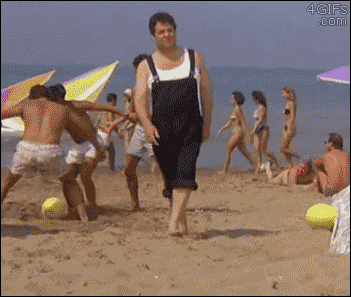 Funny reaction beach GIF