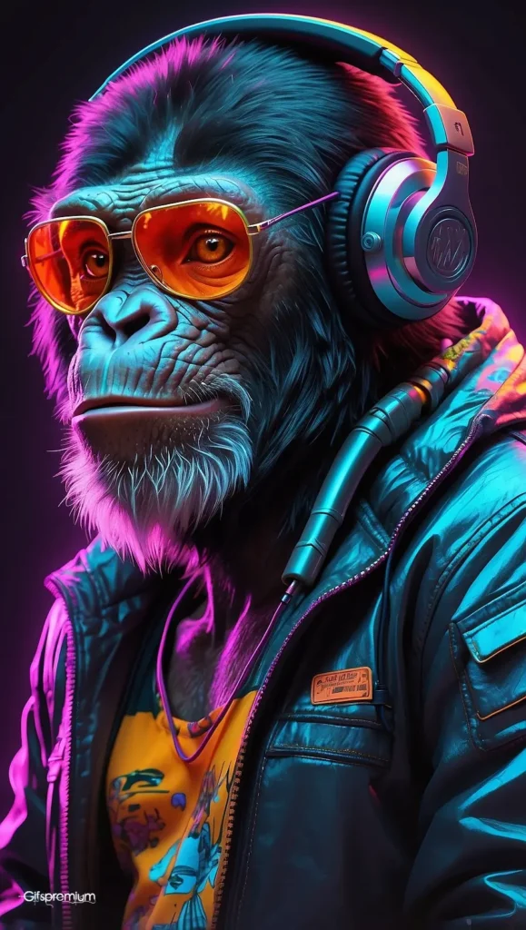wallpaper 313 Futuristic monkey 1 wallpaper phone 4K Gifspremium