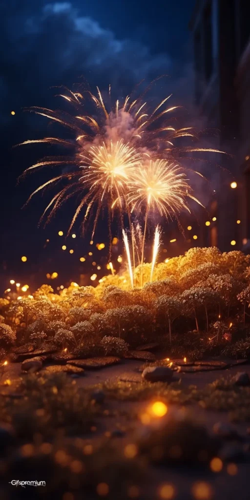 wallpaper 432 Golden fireworks1 wallpaper phone 4K Gifspremium