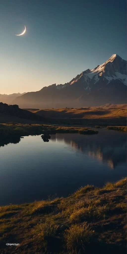 wallpaper 381 Lake moon montain wallpaper phone 4K Gifspremium
