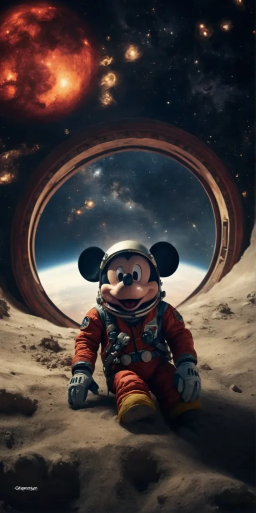 wallpaper 453 Mickey mouse in space2 wallpaper phone 4K Gifspremium
