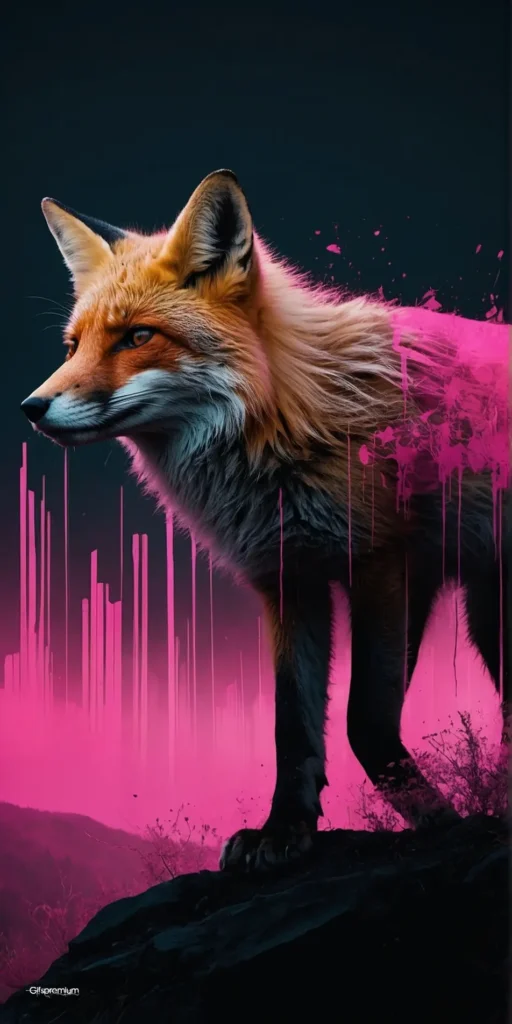 wallpaper 343 Pink fox2 wallpaper phone 4K Gifspremium