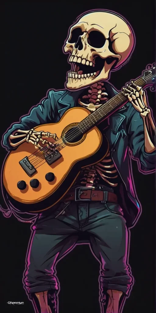 wallpaper 210 Skeleton playing guitar wallpaper phone 4K Gifspremium