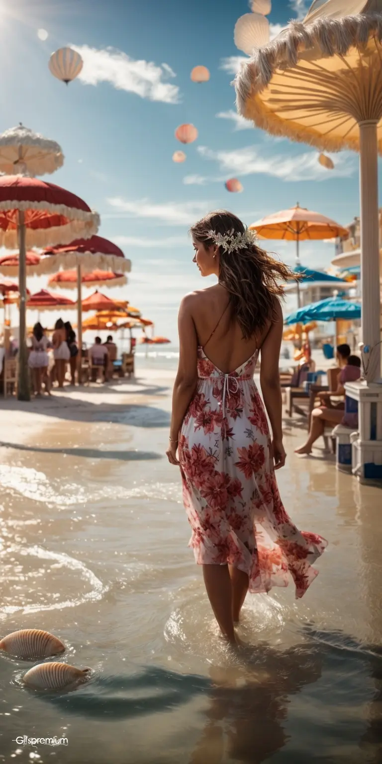 Sunny woman Beach wallpaper phone 4K Gifspremium