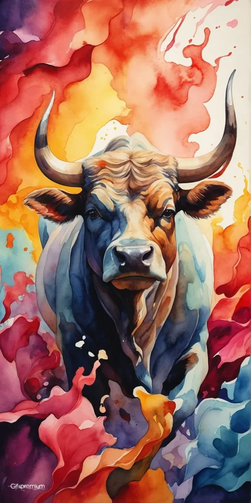 wallpaper 396 Watercolor painting of Bullish 1 wallpaper phone 4K Gifspremium