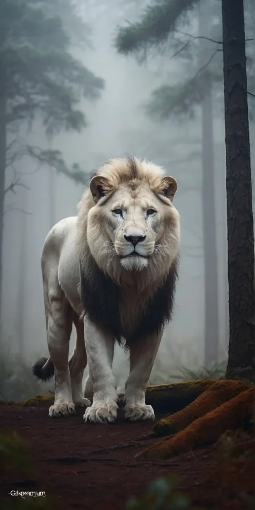 wallpaper 447 White lion forest2 wallpaper phone 4K Gifspremium
